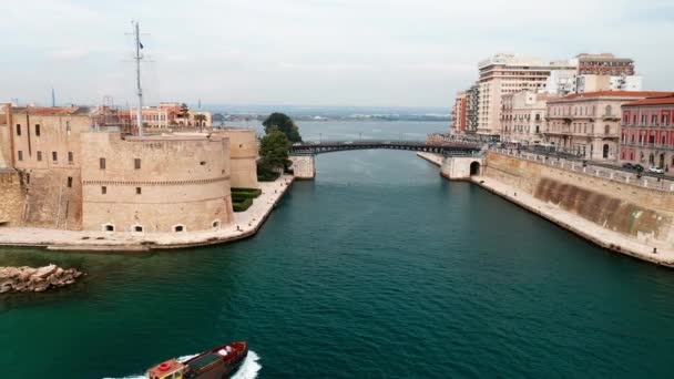 Taranto Talya Nın Havadan Görünüşü Puglia — Stok video