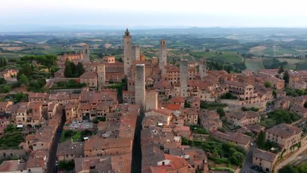 San Gimignano Toskana Havadan Görünümü — Stok video