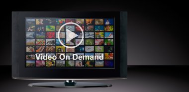 Video on demand VOD service on TV. clipart