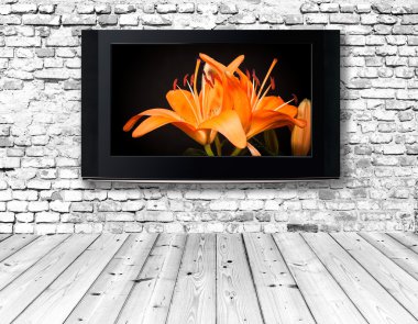 televizyon eski bir duvara ayarla