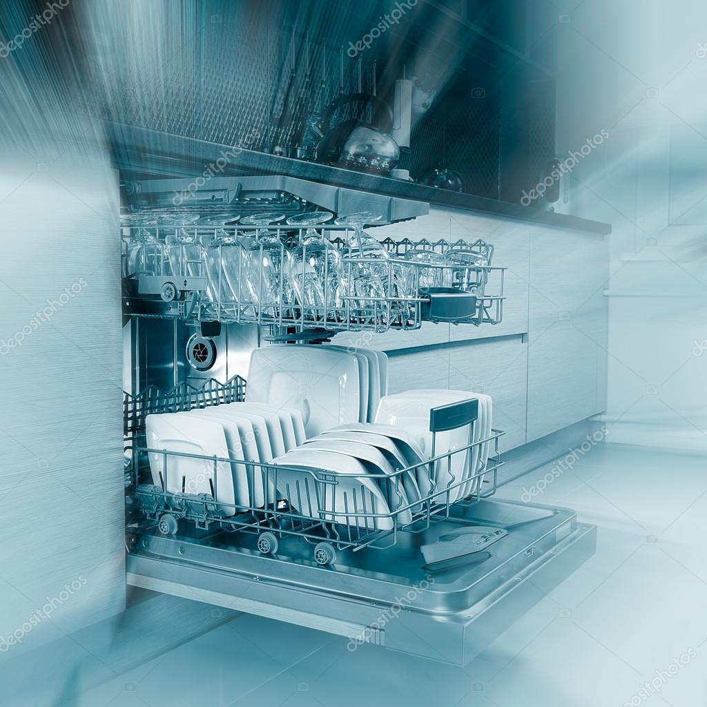 Dishwasher after cleaning process. — Stock Photo © REDPIXEL 79399752
