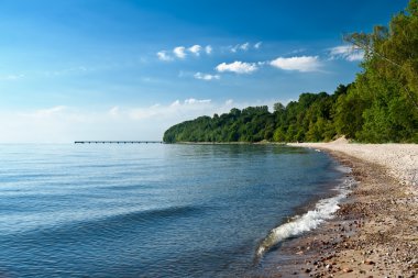 Empty beach at the sea bay