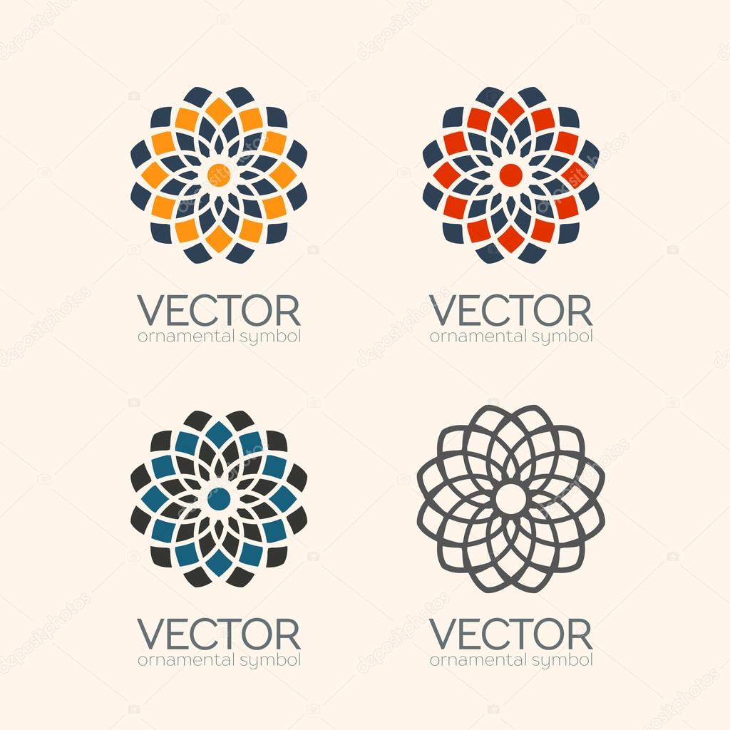 Geometric logo template set. Vector arabic ornamental symbols