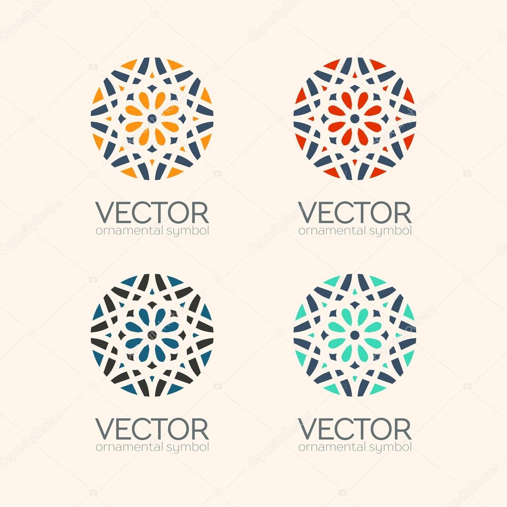 Geometric logo template set. Vector arabic ornamental symbols