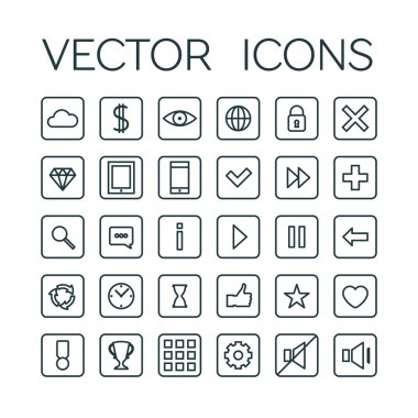 Oyun doğrusal Icons set