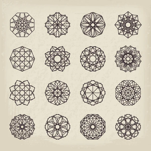 Geometric Vintage Ornaments Set — Stock Vector