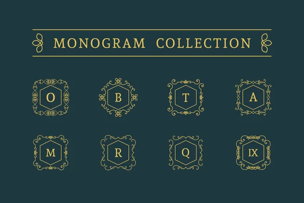 Vector vintage monograma conjunto — Vector de stock