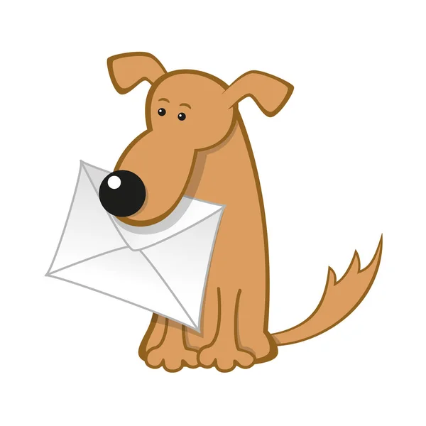 Cão postal de desenho animado vetorial com envelope — Vetor de Stock