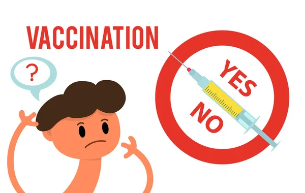 Concetto di vaccinazione. Illustrazione di una siringa e un bambino dei cartoni animati. Immunizzazione medica. — Vettoriale Stock