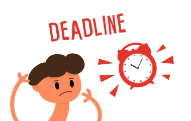 Teslim tarihi konsepti. Çalışan ya da serbest çalışan ve alarmlı saatin görüntüsü