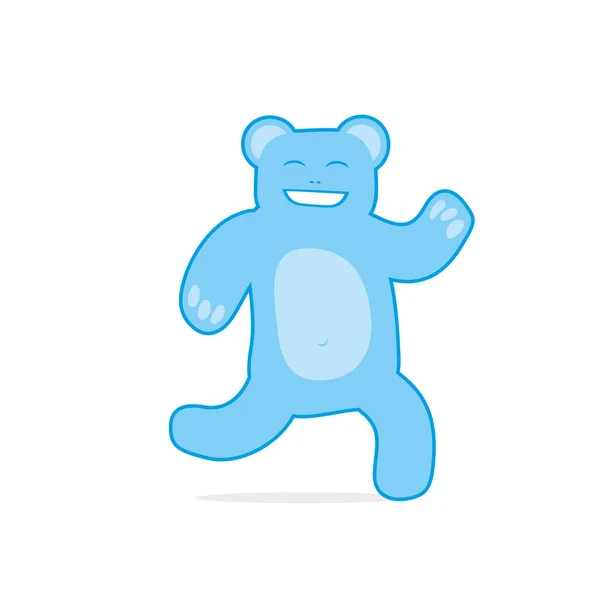 Blue Running Teddy Bear vektor Illusztráció elszigetelt fehér — Stock Vector