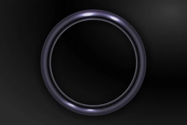 Diseño vectorial con anillo de metal oscuro sobre fondo negro — Vector de stock