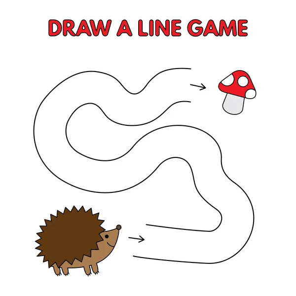 Cartoon Hadgehog Disegna un gioco di linea per bambini — Vettoriale Stock