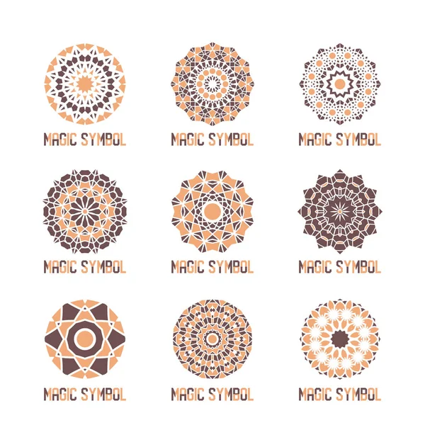 Набор векторных мозаичных круглых гербов — стоковый вектор