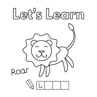 Çocuklar için boyama kitabı oyunu çizgi film aslan