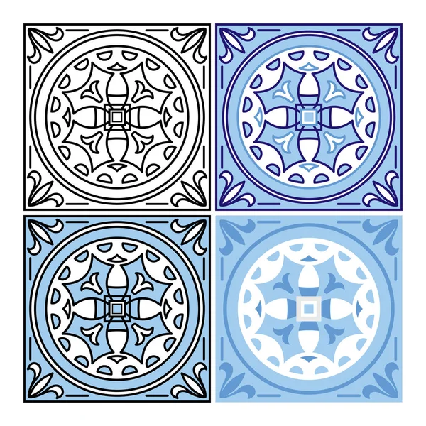 Vettoriale decorativo piastrelle quadrate ornamenti set — Vettoriale Stock