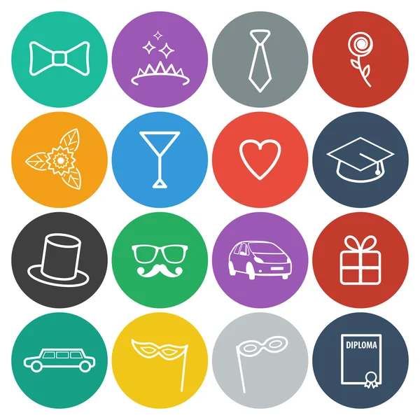 Flat Prom Icons — Stock Vector