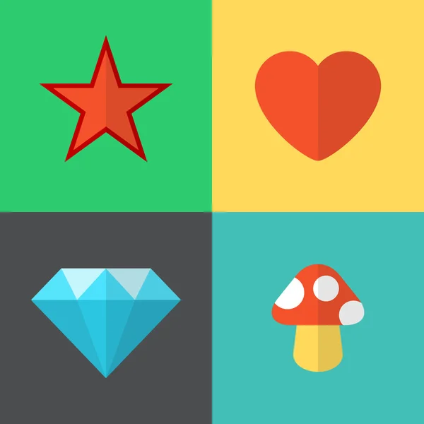 Vector iconos de juego plano — Archivo Imágenes Vectoriales