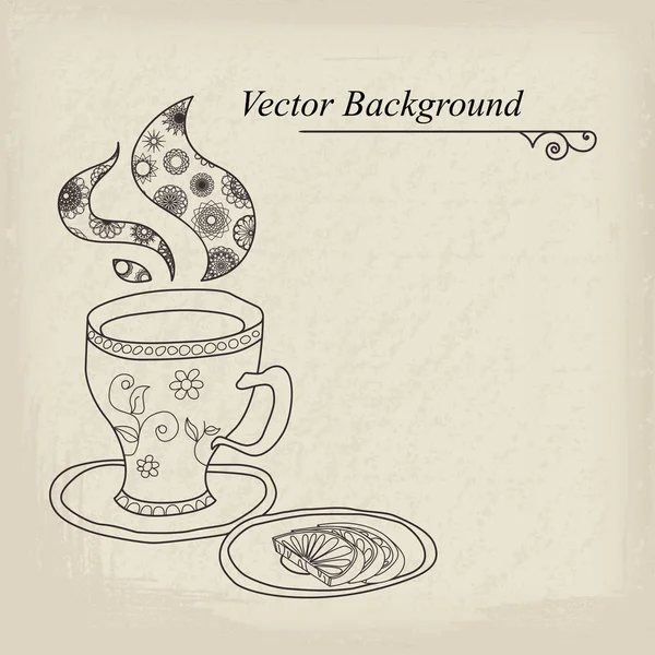 Teacup vecteur Vintage fond — Image vectorielle