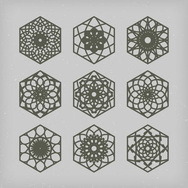 Hexagon Ornament Set — Stock Vector