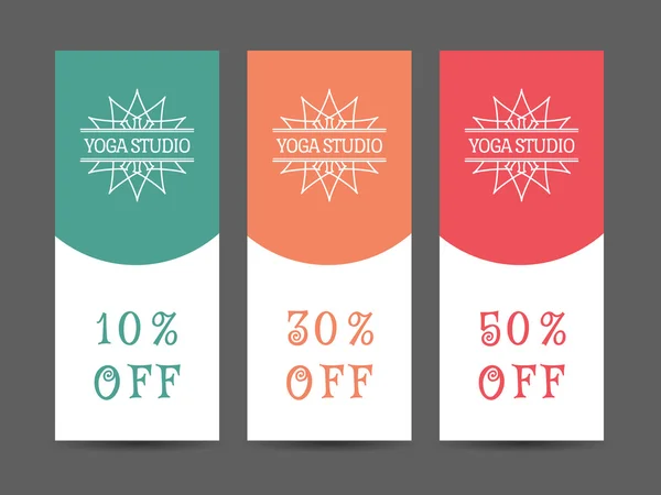 Modèle de coupon de réduction vectorielle de studio de yoga — Image vectorielle