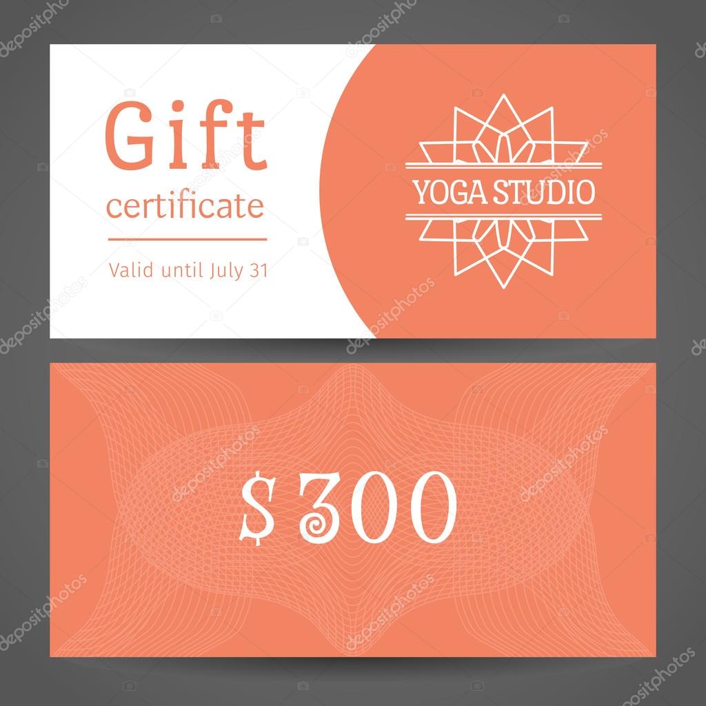 Yoga Studio Vector Gift Certificate Template