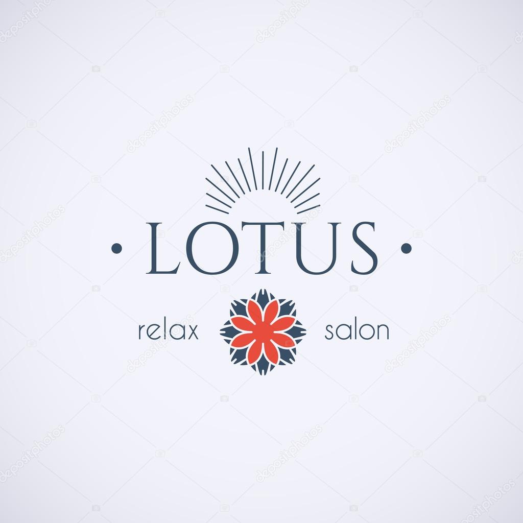 Asian health and beauty logo template. Vector ethnic ornamental design for beauty salons, spa, massage, saunas, healthcare and medicine