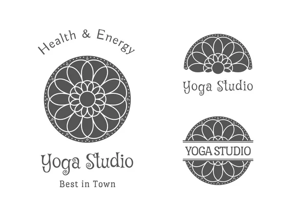 Yoga studion vektor logo mall set — Stock vektor