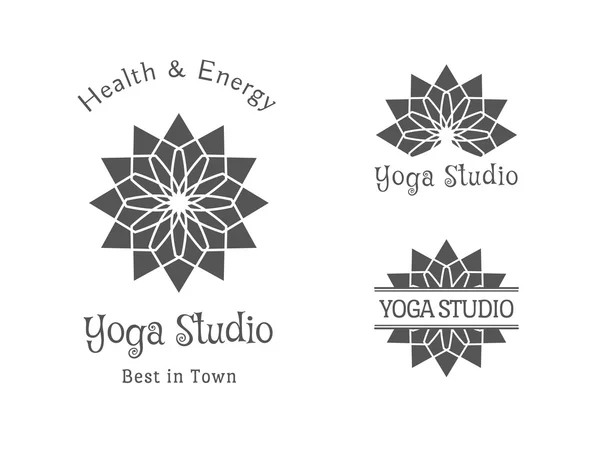 Conjunto de modelo de logotipo de vetor de estúdio de ioga — Vetor de Stock