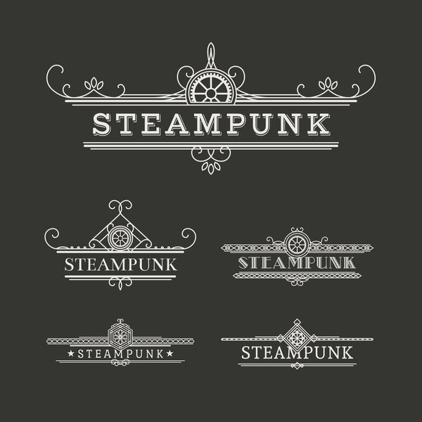 Vector Steampunk Labels Set