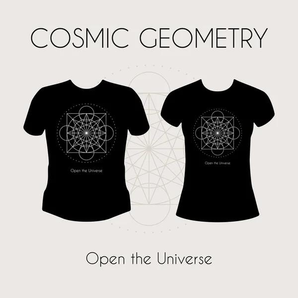 Camiseta de geometría cósmica — Vector de stock