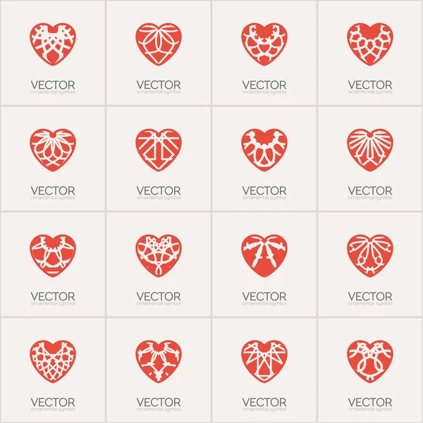 Logos de corazones ornamentales vectoriales — Vector de stock