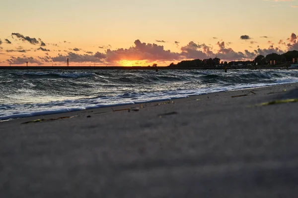 Sunset Hel Beach Poland Baltic Sea — Stock Photo, Image