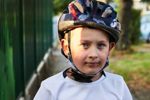 Niño Blanco Bicicleta Hora Verano — Foto de Stock