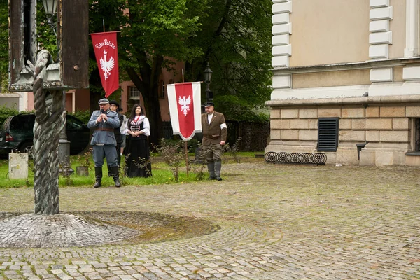 Gliwice Polonya Mayıs 2021 Silezya Ayaklanması Sırasında Savaşların Yeniden Inşası — Stok fotoğraf