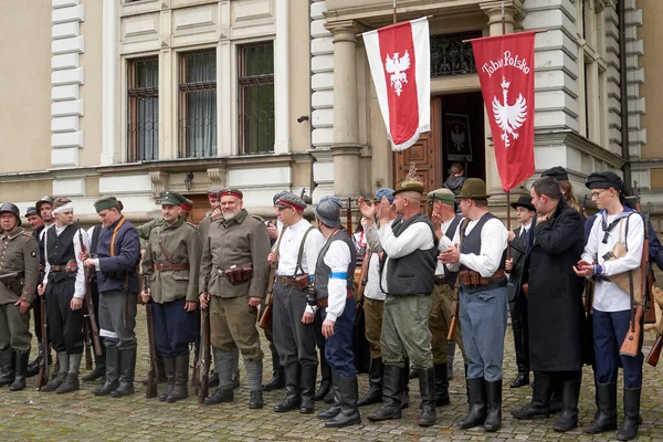 Gliwice Polonya Mayıs 2021 Silezya Ayaklanması Sırasında Savaşların Yeniden Inşası — Stok fotoğraf