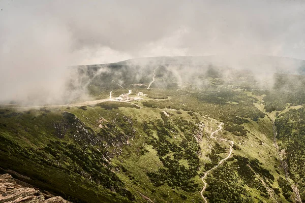 Vue Sur Karkonosze Mountin Journée Très Nuageuse — Photo