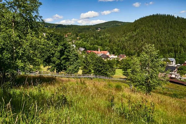 Karpacz Baixa Silésia Polônia Julho 2021 Vista Cidade Karpacz Colina — Fotografia de Stock