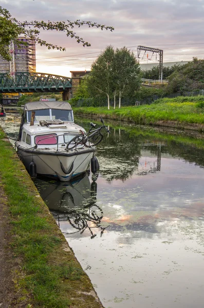 The barge  at canal — Stock Photo, Image