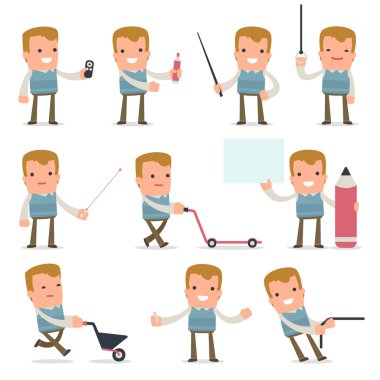 Mutlu ve Akıllı Karakter Aile adam mevcut yapma Seti