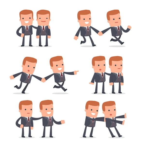 Set of  Good and Careful Character Rich man in helps poses - Stok Vektor