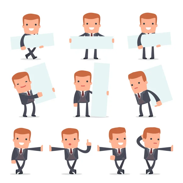 Set of Smart and Funny Character Rich man leaned against the wal — Stock Vector