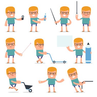 Mutlu ve Akıllı Karakter Genç set presentat yapma