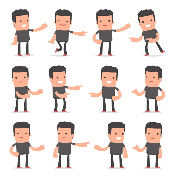 Set of Active and Positive Character Bully making presentation p — Stock Vector