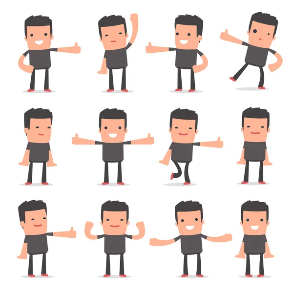 Set van grappig en vrolijk karakter Bully tonen duim omhoog als een — Stockvector