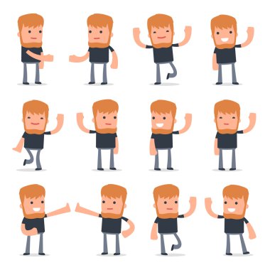 Set of Funny and Cheerful Character Videobloger welcomes poses clipart