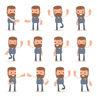 Komik ve Neşeli Karakter Copywriter seti pozlar ağırlıyor