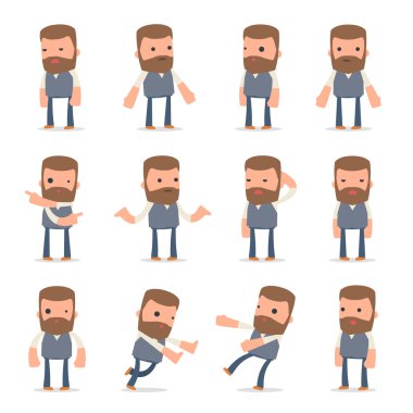 Cehalet içinde Şaşkın ve Üzgün Karakter Copywriter Seti pozlar