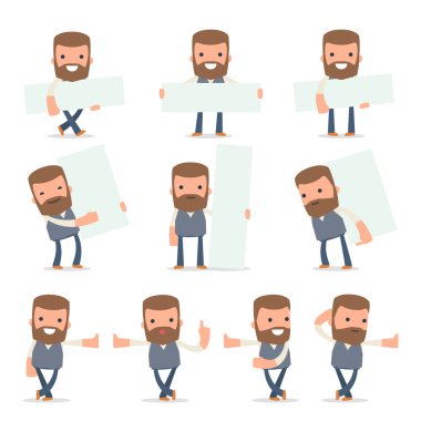 Akıllı ve Komik Karakter Copywriter seti w karşı eğildi