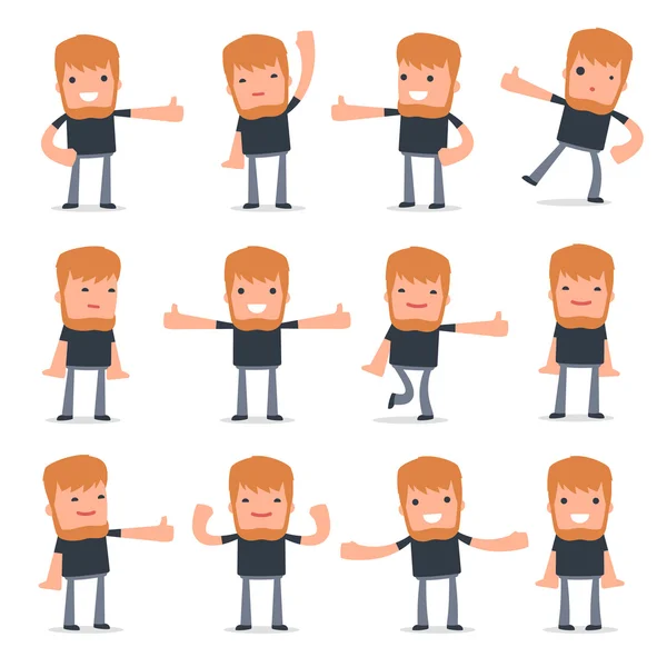 Set of Funny and Cheerful Character Videobloger showing thumb up — Stock Vector